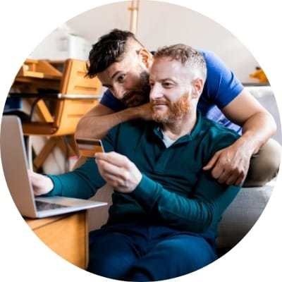 Couple looking at their credit card