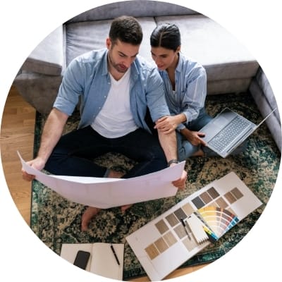 Couple looking at house plans